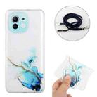 For Xiaomi Mi 11 Lite Hollow Marble Pattern TPU Shockproof Protective Case with Neck Strap Rope(Blue) - 2
