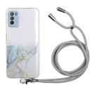 For Xiaomi Poco M3 Hollow Marble Pattern TPU Shockproof Protective Case with Neck Strap Rope(Gray) - 1