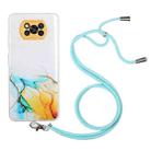 For Xiaomi Poco X3 / X3 Pro / X3 NFC Hollow Marble Pattern TPU Shockproof Protective Case with Neck Strap Rope(Yellow) - 1