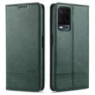 For OPPO A54 4G AZNS Magnetic Calf Texture Horizontal Flip Leather Case with Card Slots & Holder & Wallet(Dark Green) - 1