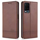 For OPPO A54 4G AZNS Magnetic Calf Texture Horizontal Flip Leather Case with Card Slots & Holder & Wallet(Dark Brown) - 1