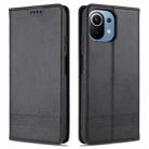 For Xiaomi Mi 11 Lite AZNS Magnetic Calf Texture Horizontal Flip Leather Case with Card Slots & Holder & Wallet(Black) - 1