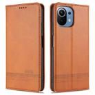 For Xiaomi Mi 11 Lite AZNS Magnetic Calf Texture Horizontal Flip Leather Case with Card Slots & Holder & Wallet(Light Brown) - 1