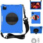 For iPad Pro 11 2022 / 2021 / 2020 / 2018 360 Degree Rotation Honeycomb Shockproof Silicone PC Protective Tablet Case with Holder & Shoulder Strap & Hand Strap(Blue Black) - 1