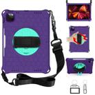 For iPad Pro 11 2022 / 2021 / 2020 / 2018 360 Degree Rotation Honeycomb Shockproof Silicone PC Protective Tablet Case with Holder & Shoulder Strap & Hand Strap(Purple Mint Green) - 1