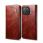 For Xiaomi Mi 11 Pro Simple Wax Crazy Horse Texture Horizontal Flip Leather Case with Card Slots & Wallet(Brown) - 1