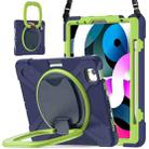 Silicone + PC Protective Case with Holder & Shoulder Strap For iPad Air 2022 / 2020 10.9(Navy Blue+Yellow Green) - 1
