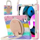 Silicone + PC Protective Case with Holder & Shoulder Strap For iPad Air 2022 / 2020 10.9(Colorful Pink) - 1