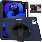360 Degree Rotation PC + TPU Protective Case with Holder & Hand-strap & Pen Slot For iPad Air 2022 / Air 2020 10.9(Dark Blue) - 1