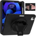 360 Degree Rotation PC + TPU Protective Case with Holder & Hand-strap & Pen Slot For iPad Air 2022 / Air 2020 10.9(Black) - 1