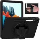 360 Degree Rotation PC + TPU Protective Case with Holder & Hand-strap & Pen Slot For Samsung Galaxy Tab S8 / Galaxy Tab S7 11 inch T870/T875(Black) - 1