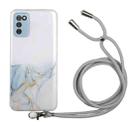 For Samsung Galaxy A02s Hollow Marble Pattern TPU Shockproof Protective Case with Neck Strap Rope(Grey) - 1