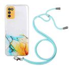 For Samsung Galaxy A02s Hollow Marble Pattern TPU Shockproof Protective Case with Neck Strap Rope(Yellow) - 1