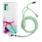 For Samsung Galaxy A02s Hollow Marble Pattern TPU Shockproof Protective Case with Neck Strap Rope(Green) - 1