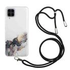 For Samsung Galaxy A12 5G Hollow Marble Pattern TPU Shockproof Protective Case with Neck Strap Rope(Black) - 1
