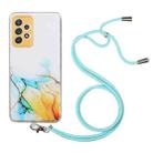 For Samsung Galaxy A32 5G Hollow Marble Pattern TPU Shockproof Protective Case with Neck Strap Rope(Yellow) - 1