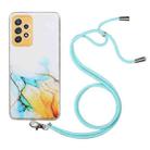 For Samsung Galaxy A72 5G / 4G Hollow Marble Pattern TPU Shockproof Protective Case with Neck Strap Rope(Yellow) - 1