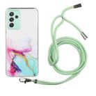 For Samsung Galaxy A82 5G Hollow Marble Pattern TPU Shockproof Protective Case with Neck Strap Rope(Green) - 1