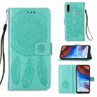 For Motorola Moto E7 Power Dream Catcher Printing Horizontal Flip Leather Case with Holder & Card Slots & Wallet & Lanyard(Green) - 1