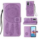 For Xiaomi Redmi Note 10S / Note 10 4G Dream Catcher Printing Horizontal Flip Leather Case with Holder & Card Slots & Wallet & Lanyard(Purple) - 1