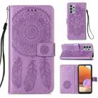 For Samsung Galaxy A32 4G (EU Version) Dream Catcher Printing Horizontal Flip Leather Case with Holder & Card Slots & Wallet & Lanyard(Purple) - 1