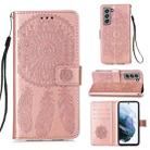 For Samsung Galaxy S21 FE Dream Catcher Printing Horizontal Flip Leather Case with Holder & Card Slots & Wallet & Lanyard(Rose Gold) - 1