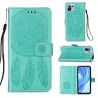 For Xiaomi Mi 11 Lite Dream Catcher Printing Horizontal Flip Leather Case with Holder & Card Slots & Wallet & Lanyard(Green) - 1