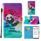 For LG Velvet 2 Pro Cross Texture Painting Pattern Horizontal Flip Leather Case with Holder & Card Slots & Wallet & Lanyard(Sleeping Panda) - 1