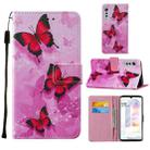 For LG Velvet 2 Pro Cross Texture Painting Pattern Horizontal Flip Leather Case with Holder & Card Slots & Wallet & Lanyard(Pink Butterfly) - 1