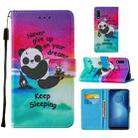 For Motorola Moto E7 Power Cross Texture Painting Pattern Horizontal Flip Leather Case with Holder & Card Slots & Wallet & Lanyard(Sleeping Panda) - 1