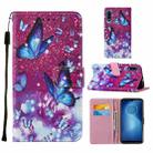 For Motorola Moto E7 Power Cross Texture Painting Pattern Horizontal Flip Leather Case with Holder & Card Slots & Wallet & Lanyard(Purple Butterfly) - 1