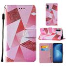 For Motorola Moto E7 Power Cross Texture Painting Pattern Horizontal Flip Leather Case with Holder & Card Slots & Wallet & Lanyard(Pink Rhombus) - 1