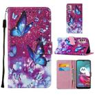 For Motorola Moto G30 / G10 / G10 Power Cross Texture Painting Pattern Horizontal Flip Leather Case with Holder & Card Slots & Wallet & Lanyard(Purple Butterfly) - 1