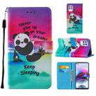 For Motorola Moto G100 / Edge S Cross Texture Painting Pattern Horizontal Flip Leather Case with Holder & Card Slots & Wallet & Lanyard(Sleeping Panda) - 1