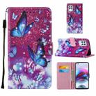 For Motorola Moto G100 / Edge S Cross Texture Painting Pattern Horizontal Flip Leather Case with Holder & Card Slots & Wallet & Lanyard(Purple Butterfly) - 1