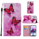 For Motorola Moto G100 / Edge S Cross Texture Painting Pattern Horizontal Flip Leather Case with Holder & Card Slots & Wallet & Lanyard(Pink Butterfly) - 1