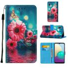 For Samsung Galaxy A02 / M02 Cross Texture Painting Pattern Horizontal Flip Leather Case with Holder & Card Slots & Wallet & Lanyard(Chrysanthemum) - 1