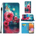 For Samsung Galaxy A32 4G (EU Version) Cross Texture Painting Pattern Horizontal Flip Leather Case with Holder & Card Slots & Wallet & Lanyard(Chrysanthemum) - 1