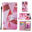 For Xiaomi Redmi Note 10S / Note 10 4G Cross Texture Painting Pattern Horizontal Flip Leather Case with Holder & Card Slots & Wallet & Lanyard(Pink Rhombus) - 1