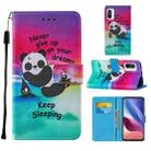 For Xiaomi Mi 11i / Poco F3 / Redmi K40 / Redmi K40 Pro Cross Texture Painting Pattern Horizontal Flip Leather Case with Holder & Card Slots & Wallet & Lanyard(Sleeping Panda) - 1