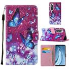 For Xiaomi Mi 10S Cross Texture Painting Pattern Horizontal Flip Leather Case with Holder & Card Slots & Wallet & Lanyard(Purple Butterfly) - 1