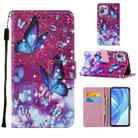 For Xiaomi Mi 11 Lite Cross Texture Painting Pattern Horizontal Flip Leather Case with Holder & Card Slots & Wallet & Lanyard(Purple Butterfly) - 1