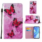 For Xiaomi Mi 11 Lite Cross Texture Painting Pattern Horizontal Flip Leather Case with Holder & Card Slots & Wallet & Lanyard(Pink Butterfly) - 1