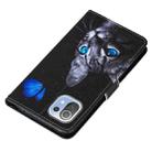 For Xiaomi Mi 11 Lite Cross Texture Painting Pattern Horizontal Flip Leather Case with Holder & Card Slots & Wallet & Lanyard(Blue Butterfly Cat Eyes) - 6