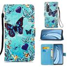 For Xiaomi Mi 10S Colored Drawing Pattern Plain Weave Horizontal Flip Leather Case with Holder & Card Slot & Wallet & Lanyard(Caring Butterfly) - 1