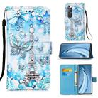 For Xiaomi Mi 10S Colored Drawing Pattern Plain Weave Horizontal Flip Leather Case with Holder & Card Slot & Wallet & Lanyard(Tower Butterfly) - 1