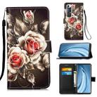 For Xiaomi Mi 10S Colored Drawing Pattern Plain Weave Horizontal Flip Leather Case with Holder & Card Slot & Wallet & Lanyard(Roses On Black) - 1