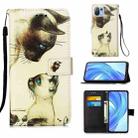 For Xiaomi Mi 11 Lite Colored Drawing Pattern Plain Weave Horizontal Flip Leather Case with Holder & Card Slot & Wallet & Lanyard(Cat Looking) - 1