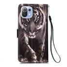 For Xiaomi Mi 11 Lite Colored Drawing Pattern Plain Weave Horizontal Flip Leather Case with Holder & Card Slot & Wallet & Lanyard(Black And White Tiger) - 3