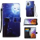For Xiaomi Mi 11 Pro Colored Drawing Pattern Plain Weave Horizontal Flip Leather Case with Holder & Card Slot & Wallet & Lanyard(Cat And Sun) - 1